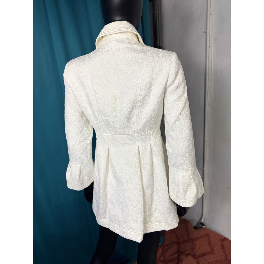 Grace Elements White Jacquard Button Front Flare … - image 2
